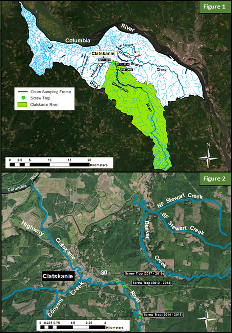 Clatskanie River Map, Juvenile Chum Monitoring, Figures 1 and 2